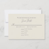 セージ緑の結婚葉の食事の選択 出欠カード (正面)