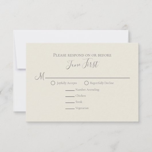 セージ緑の結婚葉の食事の選択 出欠カード (正面)