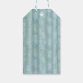 セージ緑の絹のカーテンとフラミンゴスの花 ギフトタグ (裏面)