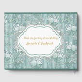 セージ緑の絹のカーテンとフラミンゴスの花 ゲストブック (裏面)