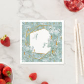 セージ緑の絹のカーテンとフラミンゴスの花 スタンダードカクテルナプキン (インサイチュ)