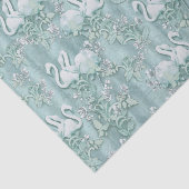 セージ緑の絹のカーテンとフラミンゴスの花 薄葉紙 (詳細)