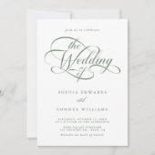 セージ緑の繊細でエレガントな結婚式すべてを1つで 招待状 (正面)