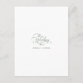 セージ緑の繊細なエレガントな結婚式詳細 エンクロージャーカード (裏面)