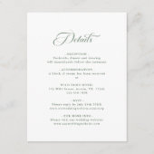 セージ緑の繊細なエレガントな結婚式 エンクロージャーカード (正面)