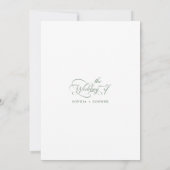 セージ緑の繊細エレガントなスクリプ結婚ト 招待状 (裏面)