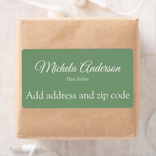 セージ緑の美容師アドレスの郵便番号を追加 ラベル (インサイチュ)