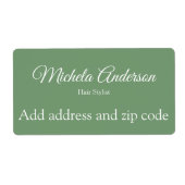 セージ緑の美容師アドレスの郵便番号を追加 ラベル (正面)