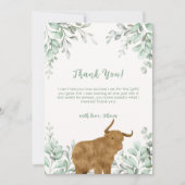 セージ緑の聖い牛のボホグリーン緑のベビーシャワー サンキューカード (正面)