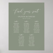 セージ緑の色5の表ウェルカムシーティングチャート ポスター (正面)