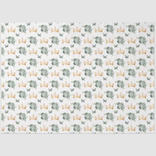 セージ緑の花と金ゴールド 薄葉紙 (正面)