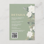 セージ緑の花の結婚詳細 エンクロージャーカード (正面)