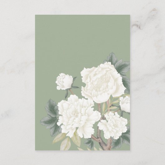 セージ緑の花の結婚詳細 エンクロージャーカード (裏面)