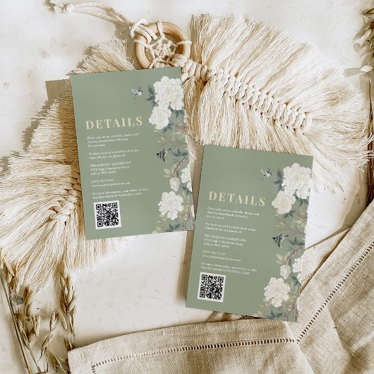 セージ緑の花の結婚詳細 エンクロージャーカード
