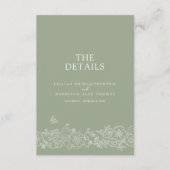 セージ緑の花の蝶結婚の詳細QR エンクロージャーカード (正面)