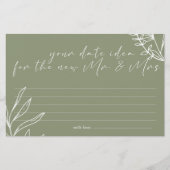 セージ緑の花デート夜アイディアシャワーゲーム 便箋 (正面)