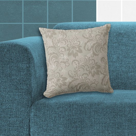 セージ緑の花柄 クッション