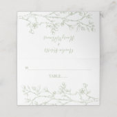 セージ緑の花結婚の配置 プレイスカード (外部開封)