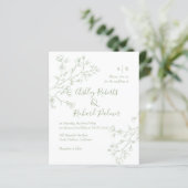 セージ緑の花QRコード結婚式招待状 (スタンド正面)