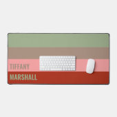 セージ緑の茶色のピンクの赤いストライプのパターン名 デスクマット (キーボード&マウス)