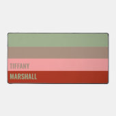 セージ緑の茶色のピンクの赤いストライプのパターン名 デスクマット (正面)