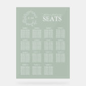 セージ緑の葉のクレストモノグラム結婚の座席 アクリルサイン (正面)