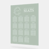 セージ緑の葉のクレストモノグラム結婚の座席 アクリルサイン (傾斜)