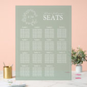 セージ緑の葉のクレストモノグラム結婚の座席 アクリルサイン (ウェディング)
