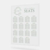 セージ緑の葉のクレストモノグラム結婚の座席 アクリルサイン (傾斜)