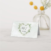 セージ緑の葉ユーカリ植物学結婚の プレイスカード (裏面)