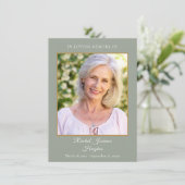 セージ緑の葬儀記念写真祈りの言葉カード (スタンド正面)