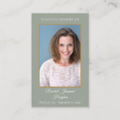 セージ緑の葬儀記念写真祈りの言葉カード 名刺 (正面)