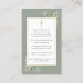セージ緑の葬儀記念写真祈りの言葉カード 名刺 (裏面)