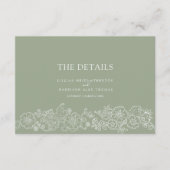セージ緑の蝶結婚の詳細 エンクロージャーカード (正面)