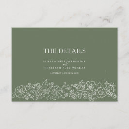 セージ緑の蝶結婚の詳細 エンクロージャーカード