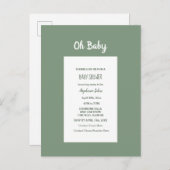 セージ緑の赤ちゃんエレガントシャワーシンプル男の子 インビテーションポストカード (正面/裏面)