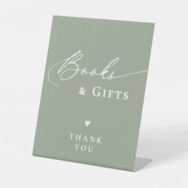 セージ緑の赤ちゃんシャワー台本とギフト 台座サイン