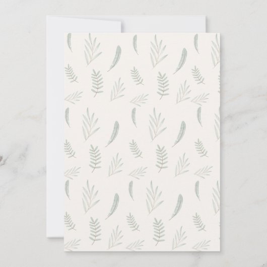 セージ緑の赤ちゃんシャワーBoho男の子服 招待状 (裏面)