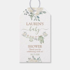 セージ緑の赤ちゃん服ベビーシャワーギフトラベル ギフトタグ