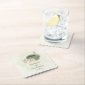 セージ緑の赤面結婚の花 ペーパーコースター (インサイチュ)