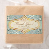セージ緑の輝くダマスクウェディングありがとう ラベル (インサイチュ)