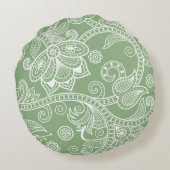 セージ緑の部族のサークルの生活装飾用クッション ラウンドクッション (裏面)