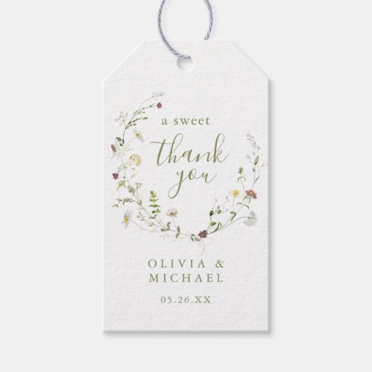 セージ緑の野素朴花ボホ感謝していが好み ギフトタグ (正面)