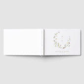 セージ緑の野素朴花ボホ結婚のモノグラム ゲストブック (全面)