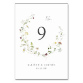 セージ緑の野素朴花ボホ結婚の テーブルナンバー (裏面)