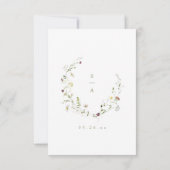 セージ緑の野素朴草花ボホQRコー結婚ド 出欠カード (裏面)