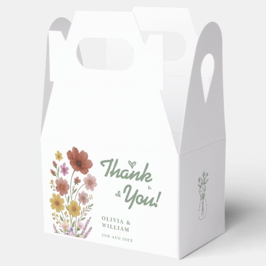 セージ緑の野結婚花ありがとう フェイバーボックス (オープン)