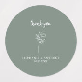 セージ緑の野結婚花ありがとう ラベル (デザイン2)