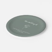 セージ緑の野結婚花のナプキン ペーパープレート (アングル)