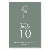 セージ緑の野結婚花 テーブルナンバー (裏面)